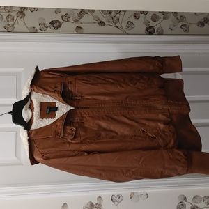 Rue+ aviator faux leather jacket with sherpa lining